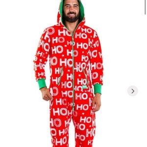 TIPSY ELVES HO HO HO ZIP UP ONESIE MEN'S SIZE MEDIUM JUMPSUIT